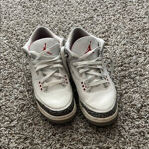 Jordan 3 Kids White and Red Sneakers